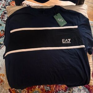 Giorgio Armani Blue and Black Long Sleeve Tee